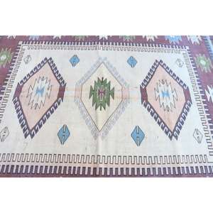 Alfombra Vintage de 6x7.1 pies, Alfombra Turca Grande, Alfombra Sólida Marrón Azul - Product Image 4