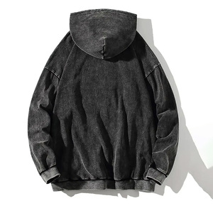Sudadera Vintage Personalizada con Capucha Patrón Sólido Lavado con Ácido Lavado de Piedra de Invierno Detalle de Cremallera Precio Al por Mayor Sólido - Product Image 2