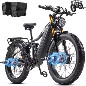 Bicicleta Eléctrica con Batería de Litio de 12V, Cuadro de Aluminio de 24 Pulgadas, 12 Velocidades, Tracción en las Cuatro Ruedas, Motor Dual, 60Ah/30Ah/20Ah, 30MPH, Todoterreno, Montaña, Nieve - Product Image 1