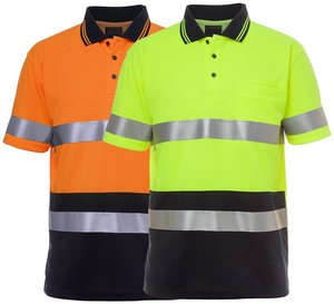 T-shirt à manches courtes en polyester 100% à séchage rapide, vêtements de sécurité routière haute visibilité, polos réfléchissants pour la construction - Product Image 6