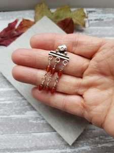 Boucles d'oreilles pendantes en argent Sterling cornaline fabriquées à la main Moon Bar Design antique d'inspiration romaine à la mode bijoux de fête pour les femmes - Product Image 4