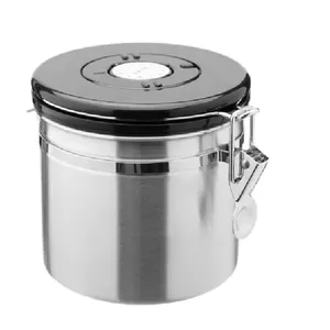 OEM 맞춤형 주방 용품 커피 콩 저장 용기 블랙 캐니스터 금속 메이드 스테인레스 스틸 캐니스터 인도에서 구매