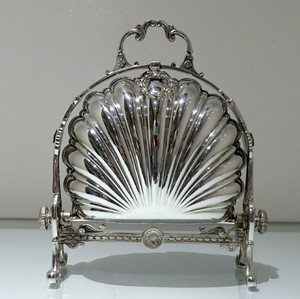 Antique Biscuit Box Shell Bun Warmer Double Shell Design Anglais Argent Plaque Biscuit Baril Titulaire Hôtel Mariage Décor À La Maison - Product Image 1