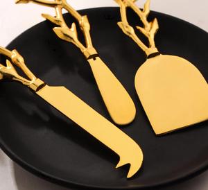 Brass <b>Cheese</b> <b>Set</b> Stainless Cutlery Kitchen Tools Tableware for Home Wedding Events Decorations Available at the Low Price - Product Image 3