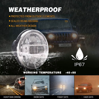 Faro LED de 7 Pulgadas para Jeep CJ 5/ CJ7/ CJ8/ TJ/ JK/ JL 12V 6000LM Modificado con Certificación E-Mark DOT para Todos los Vehículos