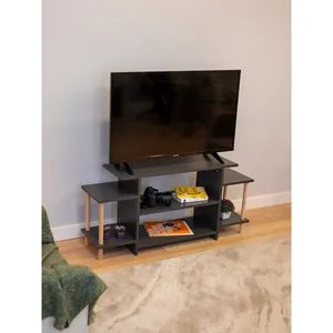 Unità TV legno gambe supporto TV ripiano arredo moderno-quercia zaffiro-120 Cm