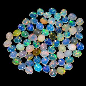 Welo Fire Ethiopian Opal Oval Cabochon 6x5mm Natural Loose Gemstone Smooth Polished AAA Quality Wholesale Jewelry Making Supply - Product Image 1