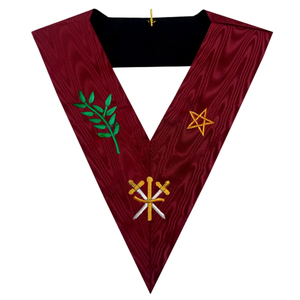 Col de maître de cérémonie en cuir brodé de 14e grade AASR avec badge à coudre - Product Image 1