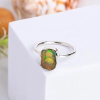 Opale de feu brute bague de pierre de naissance d'octobre bijoux en argent 925 faits à la main | Bague brute en cristal d'opale de feu naturelle en gros