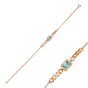 Emeraude CZ Pierre Baguette Pierre De Coupe Design Élégant Bracelet À Breloques Turc En Gros 925 Bijoux En Argent Sterling - Product Image 6