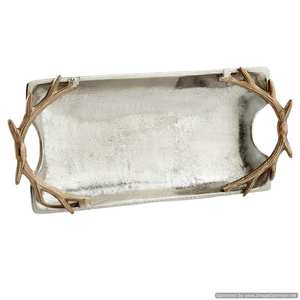 Plateau blanc et poignée dorée avec deux poignées, nouveau Design, plateau de service élégant - Product Image 3