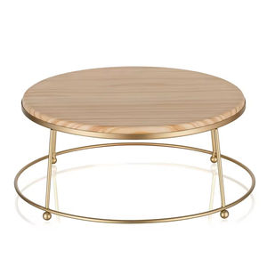 Estilo de lujo Forma redonda Decoración del hogar y el hotel Soporte moderno de metal y madera para pasteles Precio más bajo Soporte para servir postres - Product Image 1