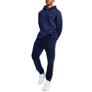 man tracksuit hooded sweatsuit Piping <b>detail</b> hoodies two piece clothing custom track suit jogger set men Activewear Tracksuits - Product Image 1