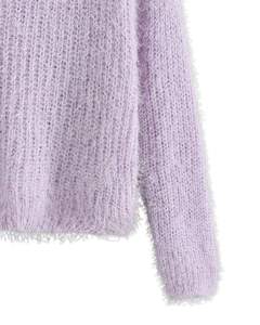 Suéter de Punto Lavanda para Mujer, Fabricante, Manga Larga, Suave, Cálido, Jersey de Invierno, Acogedor, Texturizado, Informal, a la Moda, para Damas - Product Image 6