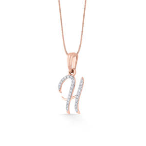 Collier avec pendentif lettre H en diamant - Product Image 4