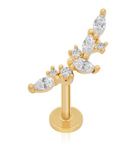 14k Gold Dainty Olive <b>Leaf</b> Studs Ear Climber Earrings <b>with</b> GIA Certificate <b>Leaf</b>-Shaped Cartilage Marquise Moissanite - Product Image 3