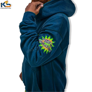 Sudadera con capucha y cremallera de hombre personalizada de alta calidad con bordado de cuentas y sudadera con logotipo impreso para el invierno - Product Image 1