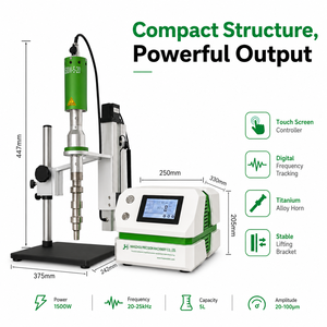 Lab 20kz 1500W <strong>Ultrasonic</strong> Homogenizer Sonicator Ultrasound Emulsification With Electric Bracket <strong>Ultrasonic</strong> Emulsifier Probe - Product Image 2