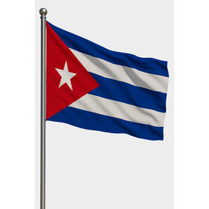 Drapeau de Cuba pour l'extérieur avec logo personnalisé, impression numérique sur tissu polyester, mât en aluminium - Product Image 1