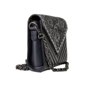 Western Style <b>Genuine</b> Cowhide Fur <b>Leather</b> Crossbody Bag Hand Tooled Carved Fringes Purse Cowgirl Fashion Shoulder <b>Handbag</b> - Product Image 4