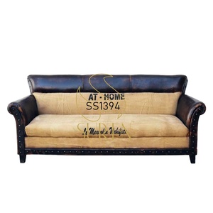 Sofá de cuero de lona de tres plazas de último diseño para hotel disponible para compradores mayoristas a precio de mercado confiable - Product Image 1