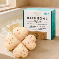Coffret Cadeau de Bombes de Bain en Forme de Cœur Dorées, 4 Pièces, Bombes de Bain Effervescentes Hydratantes avec Huile de Pépins de Raisin, Sel Marin et Vitamine E pour Spa