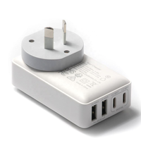 Cargador de Pared Rápido HNT de 40 W y 4 Puertos, Carga Rápida PD3.0, Adaptador de Pared Delgado 2C+2A, Enchufe Desmontable para Reino Unido/UE/Australia, para Samsung Android