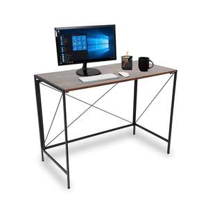 Foldable <b>Wood</b> and Stainless Steel <b>Desk</b> Easy-to-Assemble Computer <b>Desk</b> for <b>Home</b> <b>Office</b> for Bedroom with Storage Features - Product Image 1
