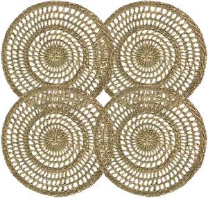 Set de Table rond en herbe de mer, napperon et anneau de serviette, napperons faits à la main, décor de Table à manger, décor mural Boho et sous-verres Amazon - Product Image 3