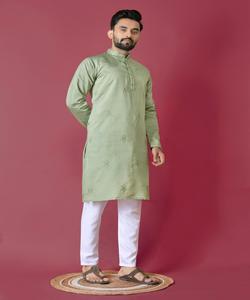 Kurta payjama สำหรับผู้ชายชุดทางการสีดำหรูหราสำหรับผู้ชาย - Product Image 5