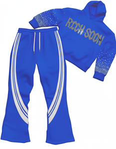 Chándal informal de gran tamaño para hombres y mujeres Sudadera con capucha de dos piezas con logotipo personalizado y pantalones para correr Traje de moda urbana de hip hop - Product Image 3