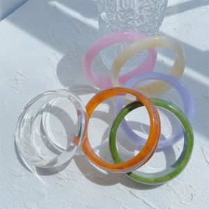 Brazalete de resina Irregular de tamaño pequeño, brazalete de apertura de resina acrílica para mujeres y niñas, pulsera exquisita transparente, joyería de muñeca - Product Image 5