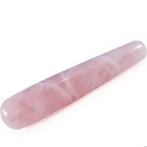 Varinha massageadora de quartzo rosa, de cristal reiki para cura, atacado, varinha natural de massagem corporal de quartzo para meditação