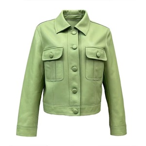 Chaqueta de cuero de oveja para mujer de alta calidad 2025, abrigo Formal recortado elegante para chaquetas de cuero tejidas de invierno y primavera - Product Image 5