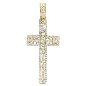 Colgante de cruz de plata 925 personalizado para hombre, estilo Hip Hop chapado en oro rosa con moissanita helada, Baguette, Diamante redondo, estilo religioso - Product Image 2