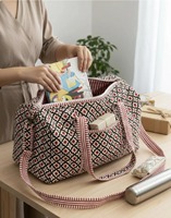 Sac de voyage décontracté matelassé en coton fait main, écologique, imprimé floral, durable, grande capacité, tactique, pour l'extérieur