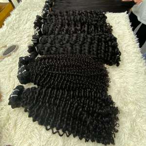 Meilleure vente Deep Curly Machine Double trame de peau Extensions de cheveux humains Vietnamien Vierge HD pour Bundle Noir - Product Image 4