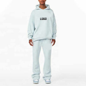 Conjunto de chándales de algodón de alta calidad personalizados conjuntos de Sudadera con capucha y pantalones de chándal acampanados de felpa francesa - Product Image 5