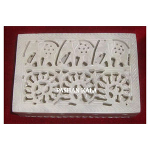 Increíble caja de joyería tallada de esteatita Natural con diseño de elefante de alta calidad hecha por caja de esteatita Natural rectangular de diseñador indio - Product Image 1