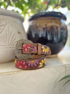Cinturones de cuero de alta calidad tallado a mano elegante cinturón de girasol Unisex gran oferta regalo de lujo para él - Product Image 4