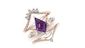 สไตล์คลาสสิกโบราณรูปว่าวสไตล์คลาสสิก925เงินอเมทิสต์แหวนหมั้นชุดแหวนแต่งงาน 'พระจันทร์ชีวิตของฉัน'-แหวนชั้นดีสำหรับงานปาร์ตี้ - Product Image 3