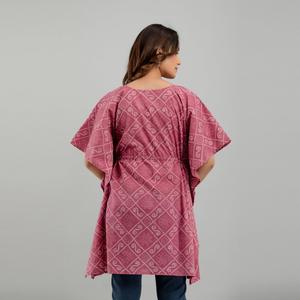 Vestido Kaftan de Seda Banarasi Morado con Estampado Bandhani Hecho a Mano, Material Georgette, Estilo Pakistaní, Modelo Lehenga Suave (SHKUP1234) - Product Image 2