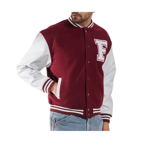 Nueva chaqueta universitaria de moda de alta calidad Chaqueta universitaria de lana con logotipo personalizado de cuero de la mejor calidad para hombre - Product Image 5