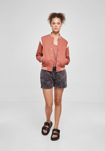 Veste universitaire en laine fine pour femme, style nouveau, col montant en fourrure de mouton, manches longues, hiver, uni, teinture contrastée - Product Image 4