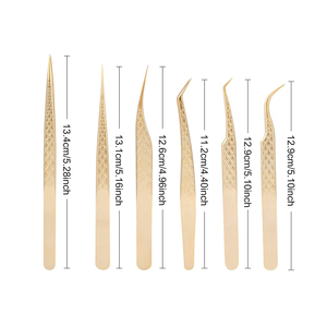 Kit de pinzas para extensión de pestañas de Punta dorada de alta calidad, pinzas para pestañas de acero inoxidable - Product Image 3