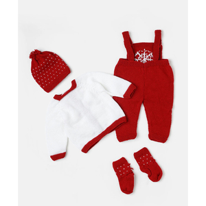 Unisex Stylish Fashion Winter Clothing Set Handmade <b>Woolen</b> <b>Sweater</b> Long Sleeves Button Design Dungaree Embellished Cap Babies - Product Image 2