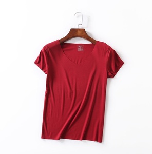 Cotton Made Unisex V Neck T-<b>Shirts</b> Lightweight 180 GSM Full Sleeve Tees with Hole Button Plaid Design - Product Image 4