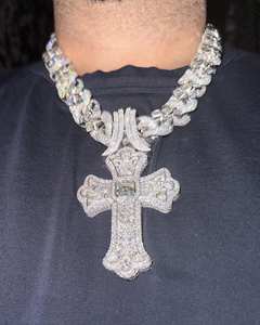 925 argent personnalisé croix pendentif rond Moissanite diamant Hip Hop bijoux glacé charme collier cadeau d'anniversaire - Product Image 2