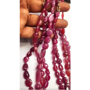 4 hebras de Bangkok Ruby ovalada suave Tumble beads 1519 CT Lot Iroc Sales 20 pulgadas de longitud collar de cuentas de pepita de piedras preciosas - Product Image 4