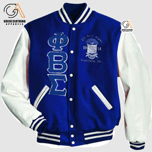 Veste universitaire sur mesure en feutre mélangé à la laine, broderie appliquée de haute qualité, fabrication sur mesure Phi Beta Sigma - Product Image 4